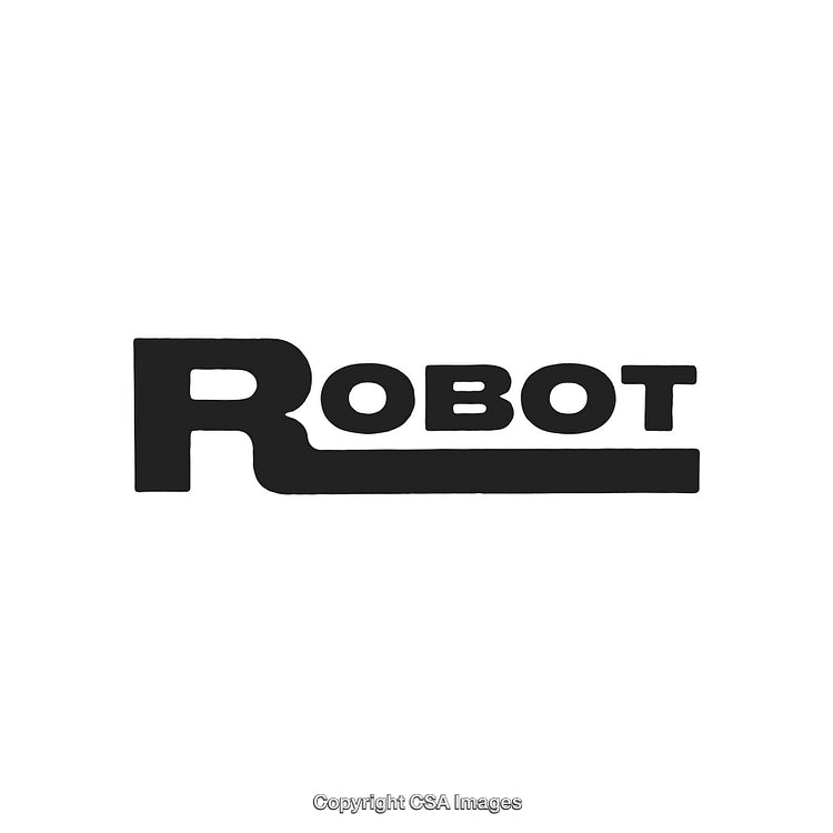 Stylized Bold Black Robot Logo Design on White Background