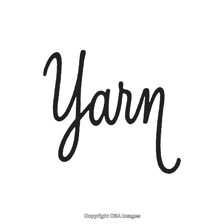 Handwritten Cursive Typography Featuring the Word Yarn on White Background