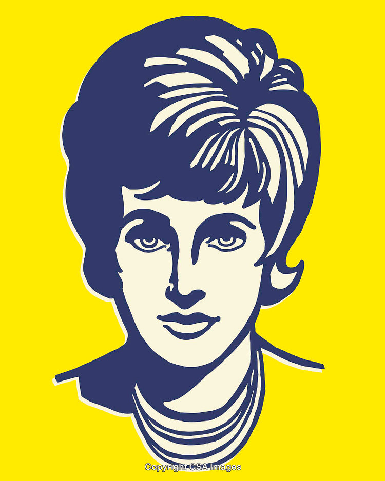 Bold Pop Art Style Portrait Illustration with Vibrant Yellow Background