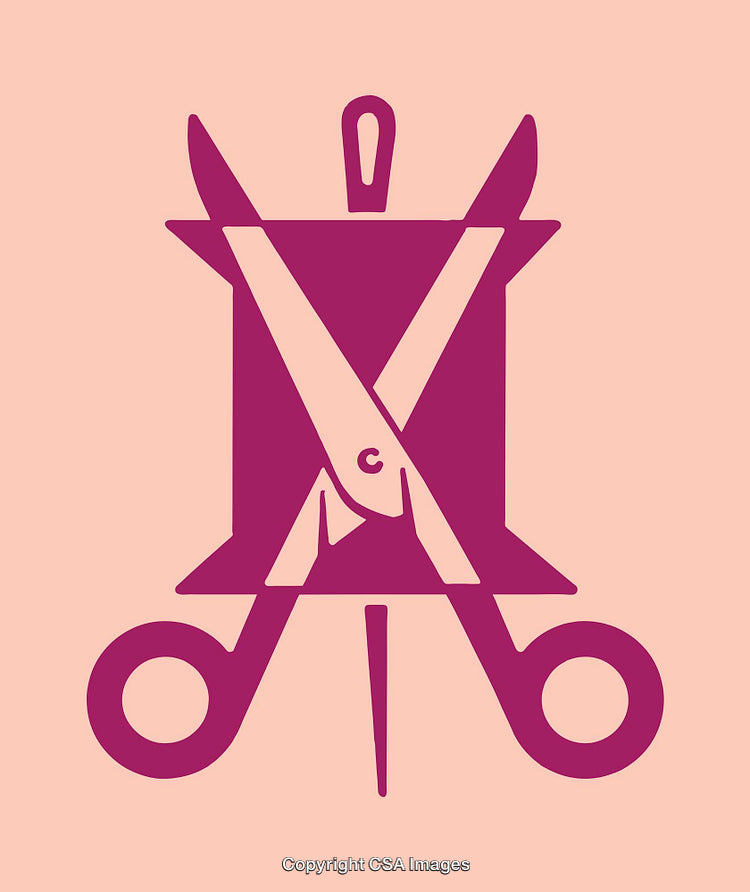 Creative Colorful Sewing Tools Icon Featuring Scissors and Thread