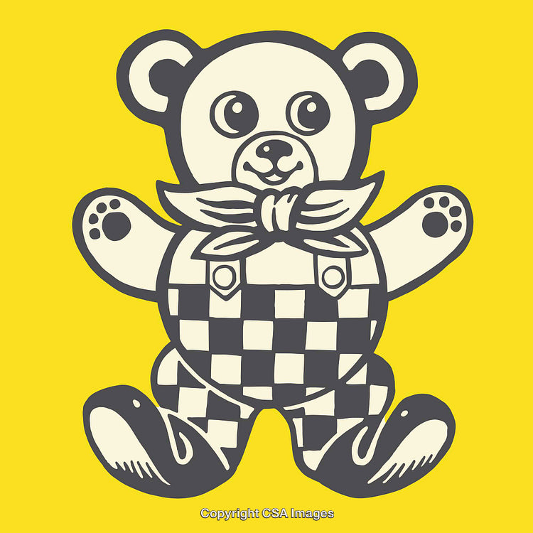 Cute Bear Character with Fun Checkered Outfit Color Illustration