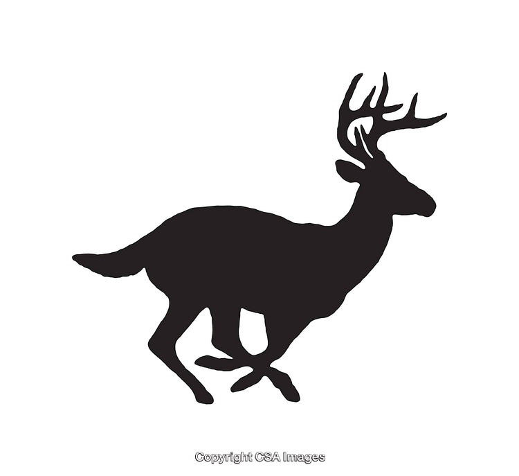 Black Silhouette of a Running Stag with Antlers Illustration