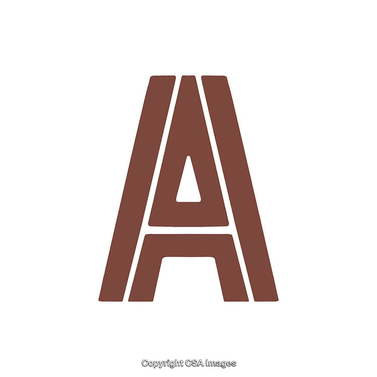 Stylized Brown Letter A with Geometric Design on White Background