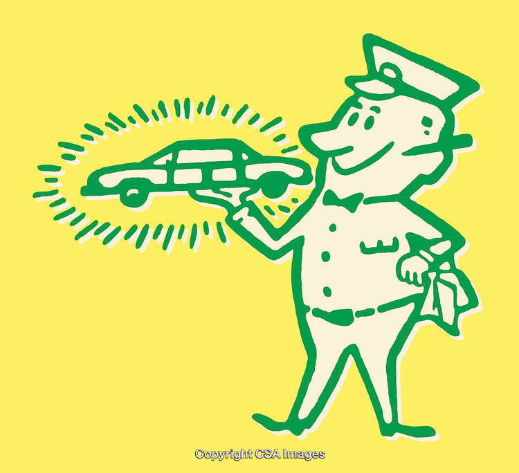 Whimsical Illustrative Design Featuring Smiling Character and Car on Yellow Background