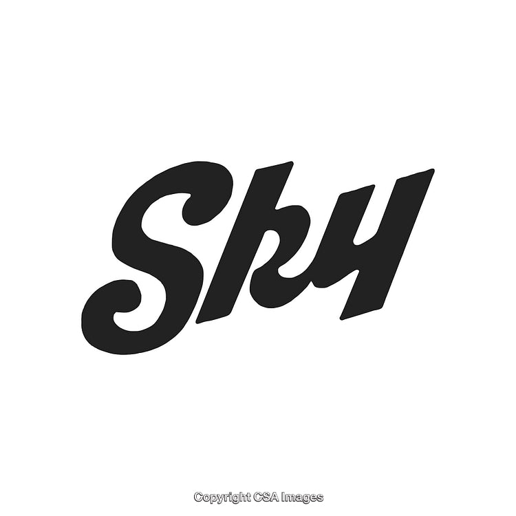 Stylized Black Calligraphy of the Word 'Sky' on White Background