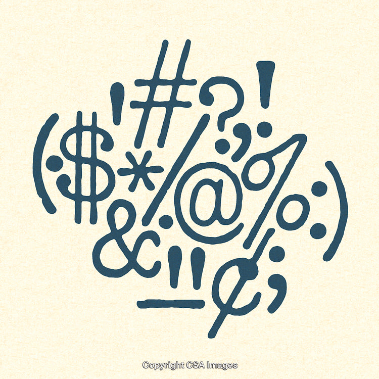 Abstract Typography Featuring Symbols and Characters in Handdrawn Artistic Style