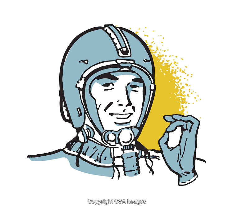 Illustration of Aviator in Helmet with Hand Gesture Indicating Success