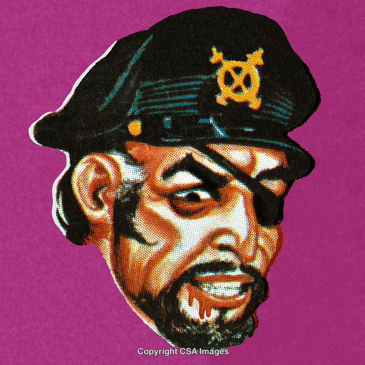 Bold Illustration of a Pirate With Eye Patch and Vintage Style