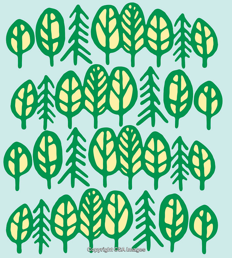 Bright Nature-Themed Colorful Leaf and Tree Abstract Artwork