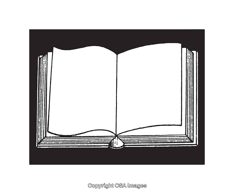 Black And White Line Art of an Open Book Illustration