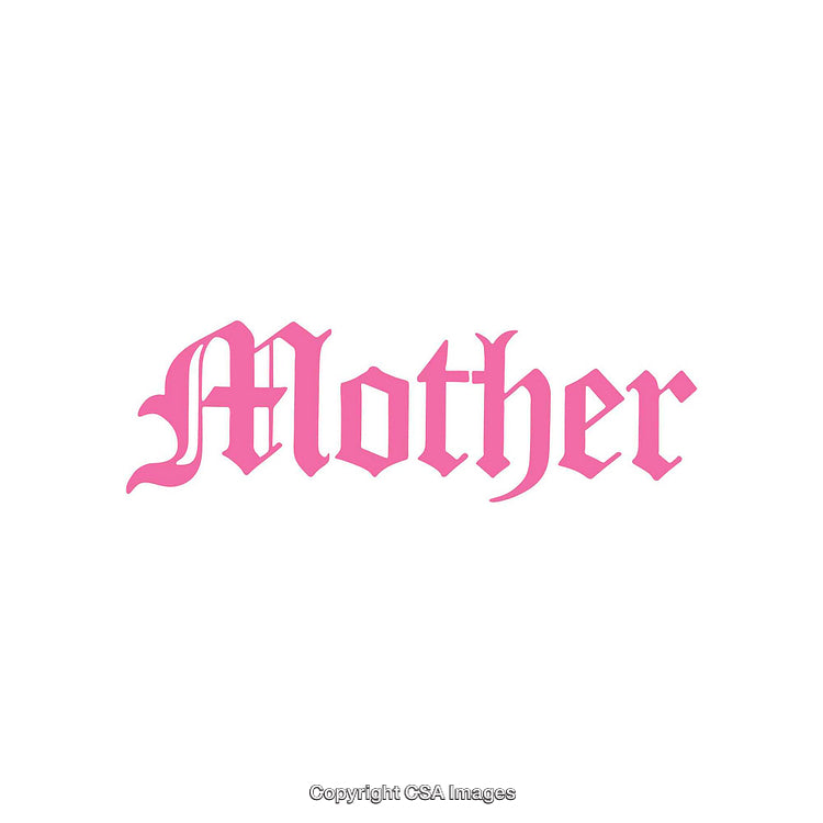 Pink Gothic Font 'Mother' Text Design on White Background