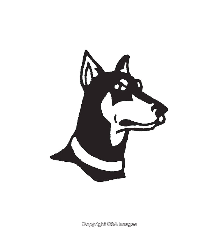 Black and White Artwork of a Dog's Head Line Drawing