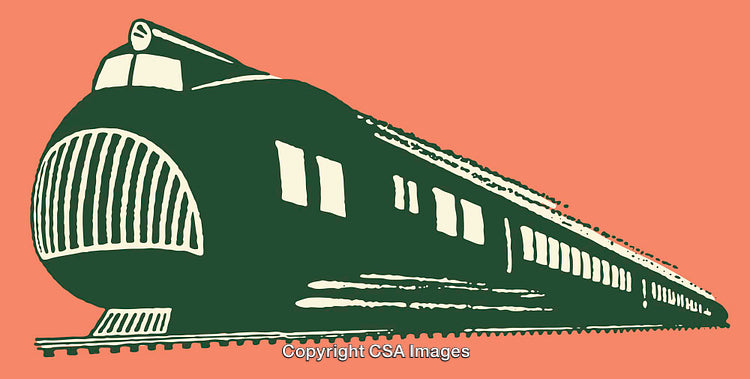Retro High-Speed Train Illustration with Minimalist Vector Design