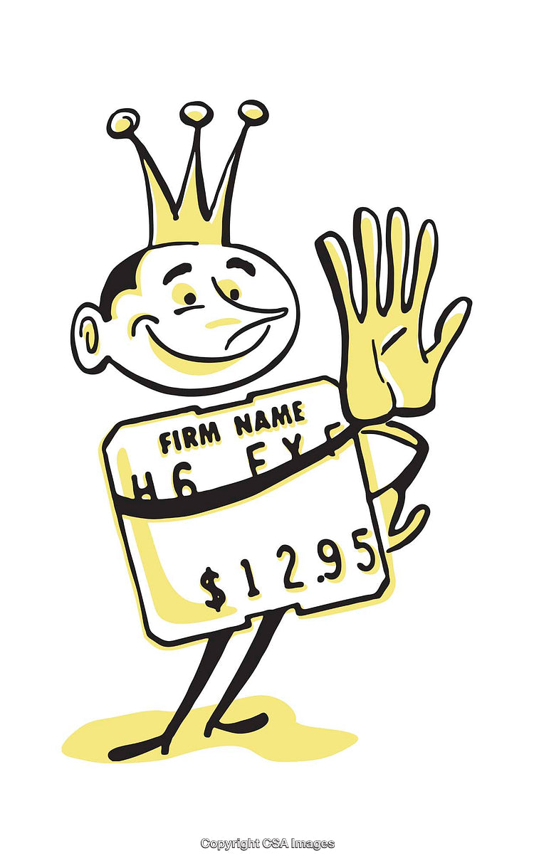 Colorful Cartoon Drawing of a Character Wearing a Name Tag with a Crown