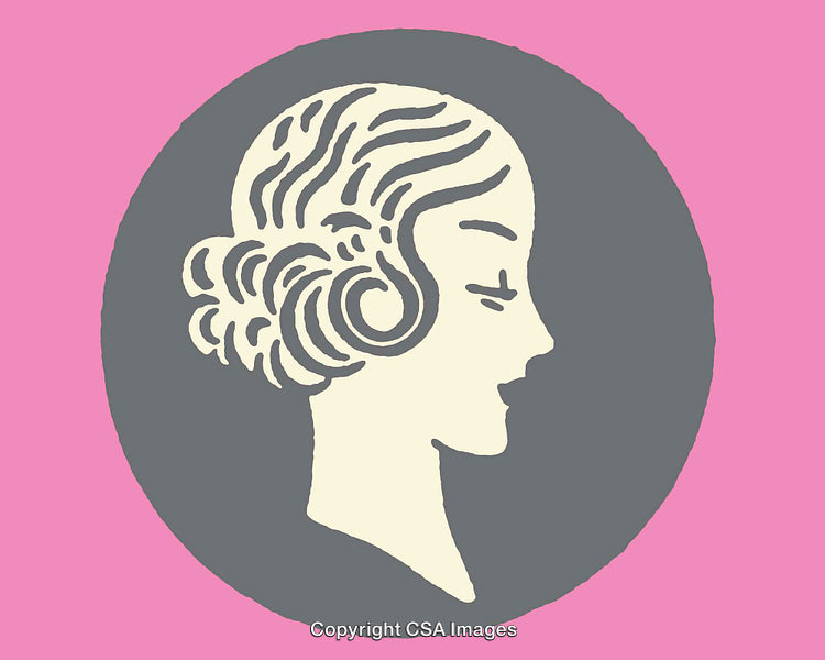 Elegant Silhouette of a Lady in Vintage Style Against Pink Background
