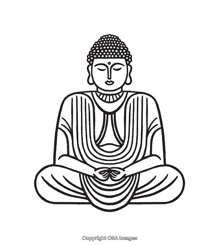 Minimalist Line Art Illustration of Buddha in Meditation
