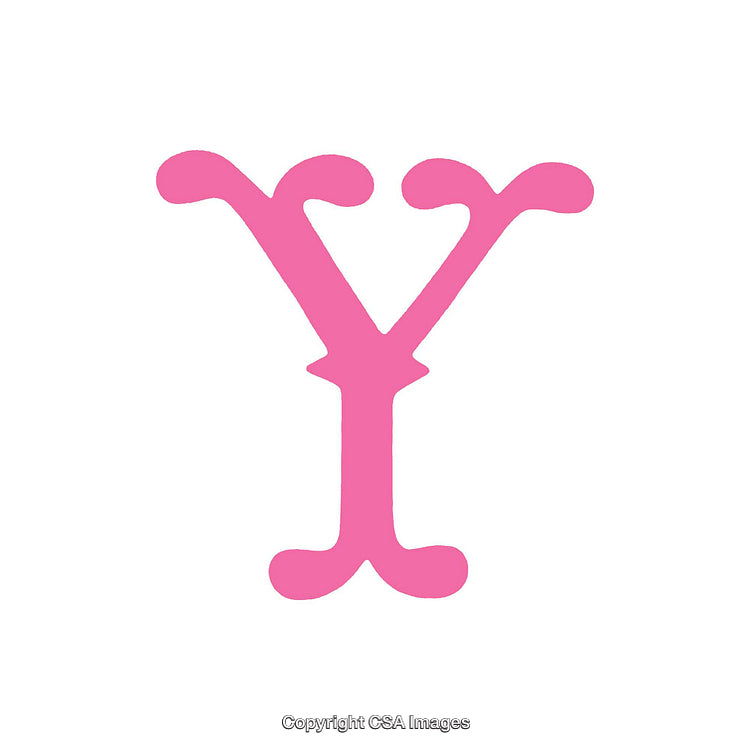 Pink Decorative Typography Capital Letter Y on White Background