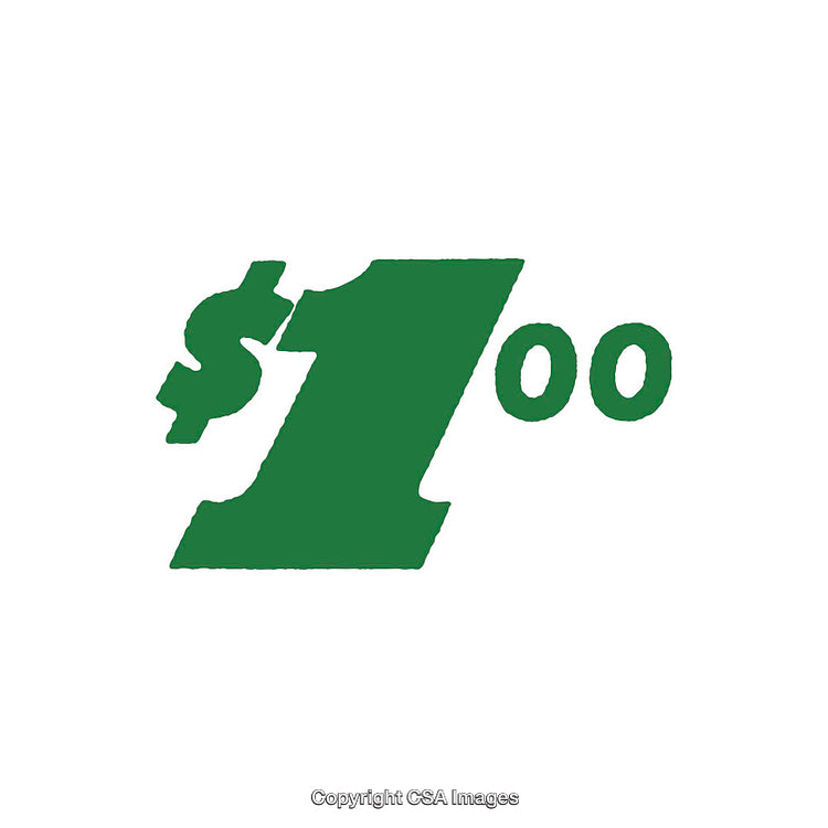 Green Dollar One Symbol on a White Background