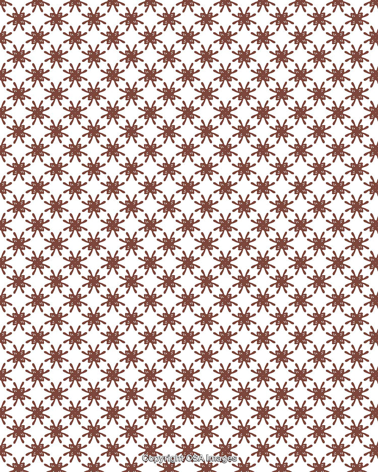 Elegant Repeating Brown Pattern with Floral Star Motifs on White Background