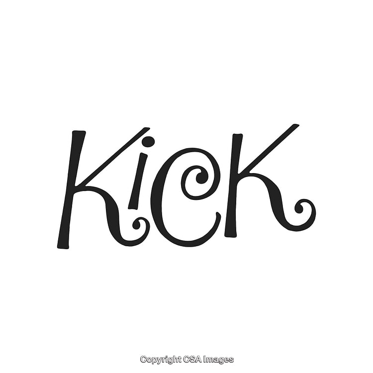 Elegant Typography Featuring the Word 'Kick' in Decorative Curved Style