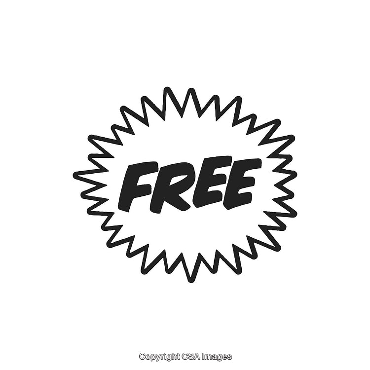 Black And White Free Label in Cartoon Style with Bold Text Design