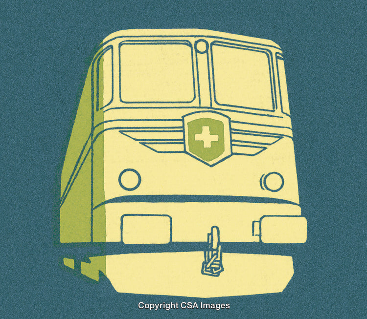 Stylized Illustration of a Retro Locomotive on a Textured Background