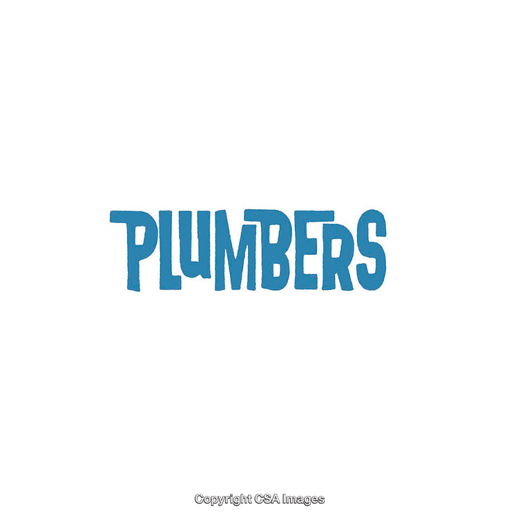 Bold Blue Plumbers Text Illustration on a White Background