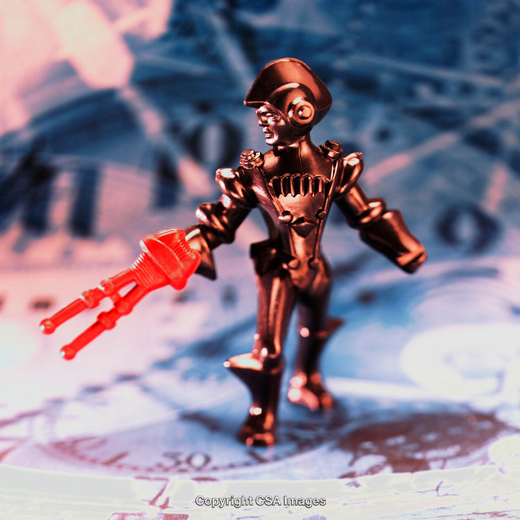 Metallic Robot Figure With Futuristic Background and Sci-Fi Vibes