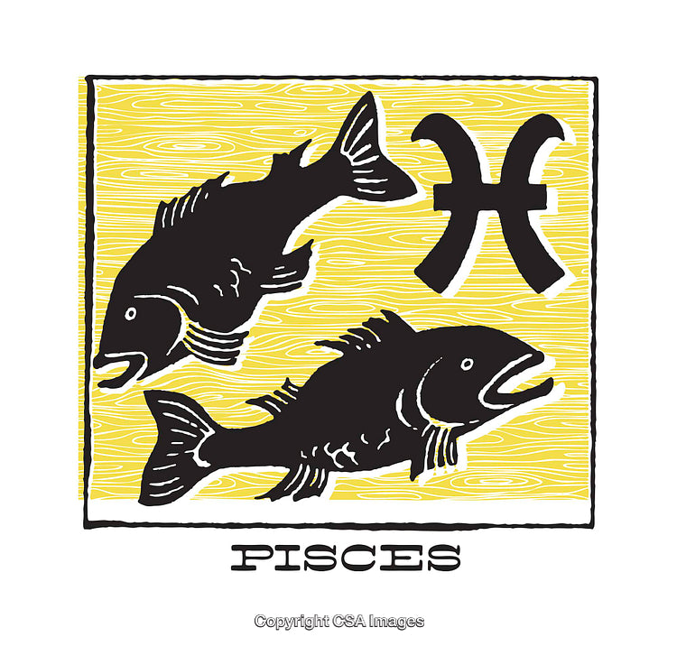 Colorful Pisces Zodiac Illustration Featuring Two Fish and Artistic Background