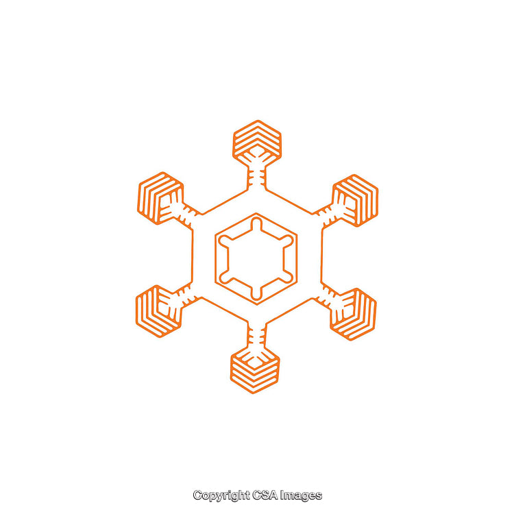 Minimalistic Orange Hexagonal Geometric Design on White Background