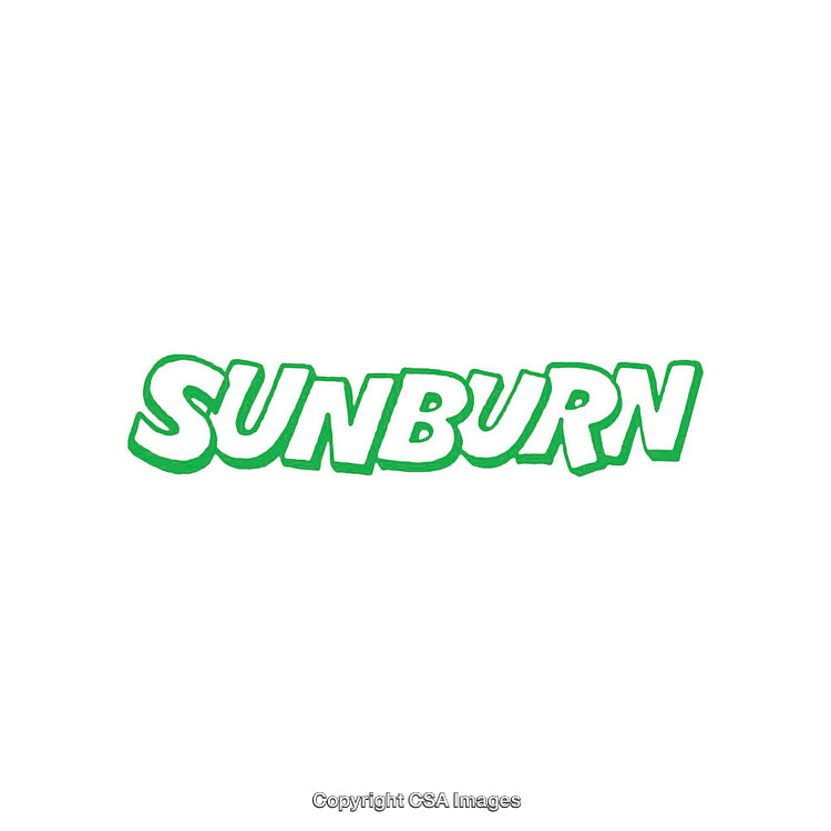 Green Stylized Text Displaying the Word Sunburn on White Background