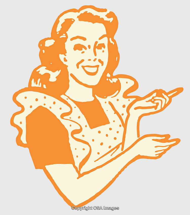 Retro Illustration of a Smiling Woman in a Vintage Apron