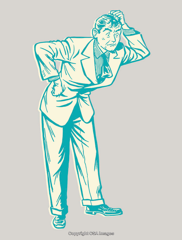 Retro Styled Illustration of Confused Man Scratching His Head