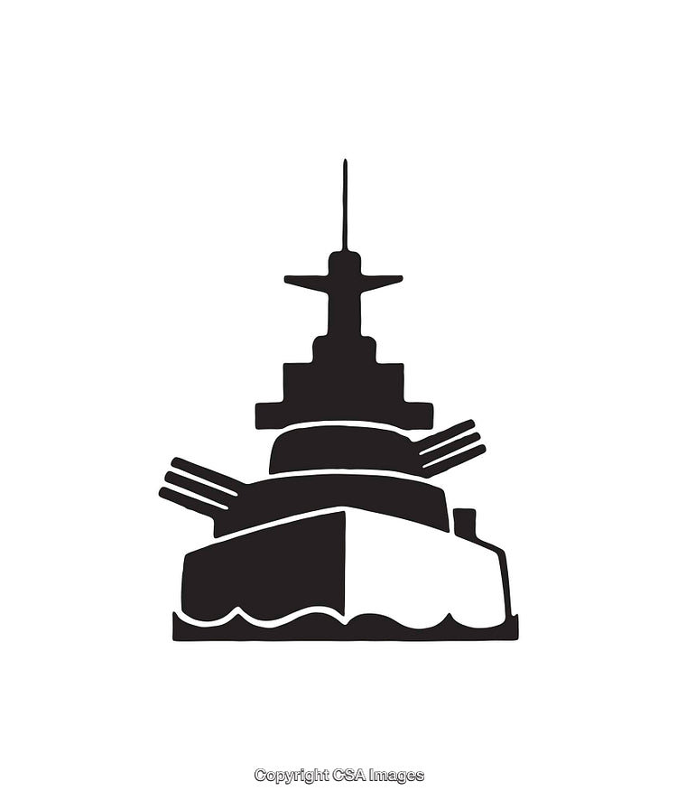 Black And White Battleship Icon on a White Background