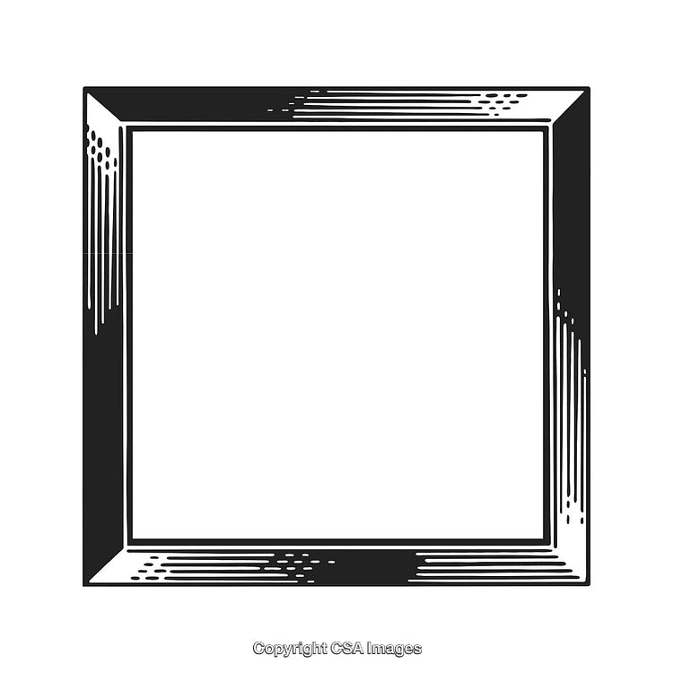 Black and White Vintage Rectangular Frame with Detailed Borders