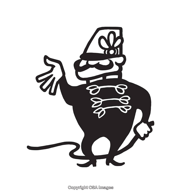 Black and White Cartoon Character With Whimsical Design in Line Art Style