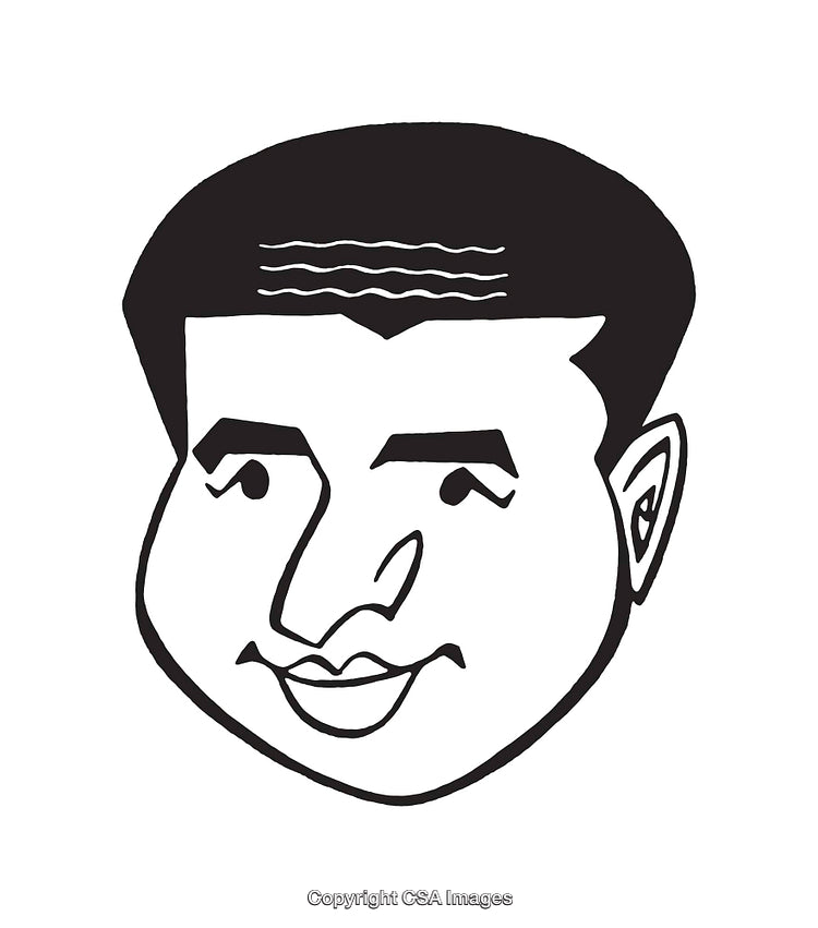 Black and White Smiling Face Line Art in Minimalistic Style