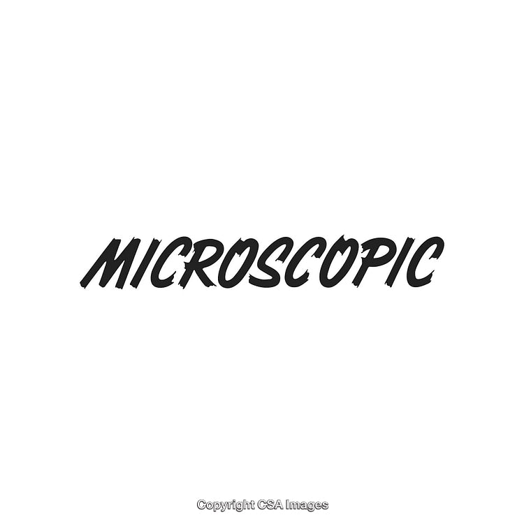 Microscopic Stylized Text on a Solid White Background