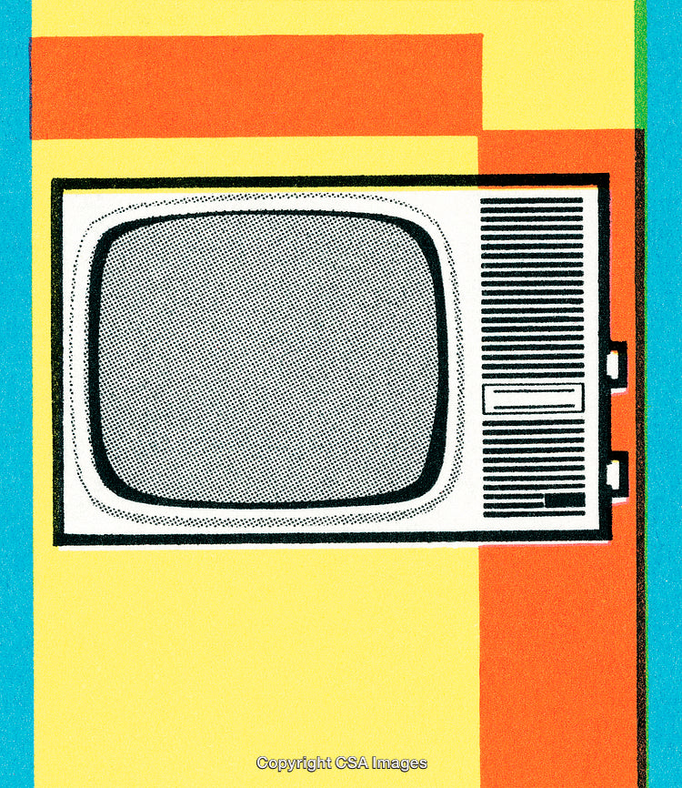Retro Style Television Set Illustration with Bright Colorful Background