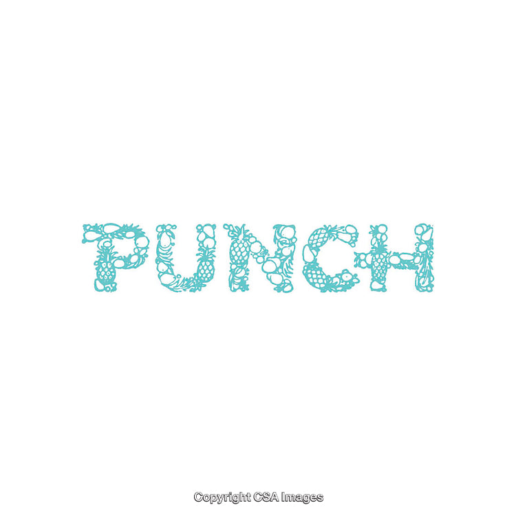 Creative Blue Word Art Design with Decorative Punch Lettering Style