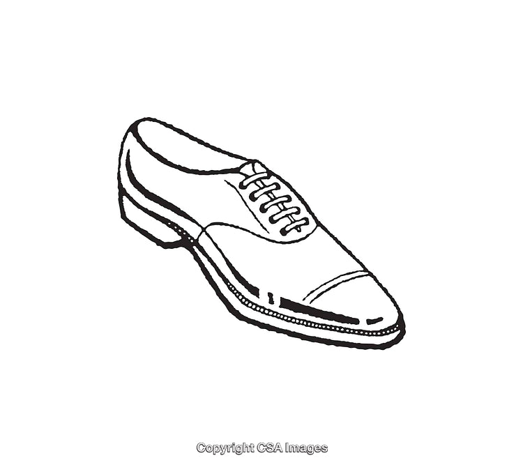Classic Black and White Line Art of a Formal Leather Shoe