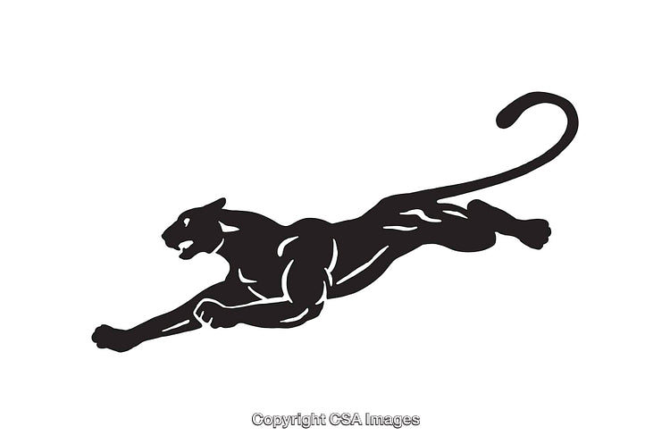 Black Panther Line Art Illustration of a Dynamic Leaping Figure