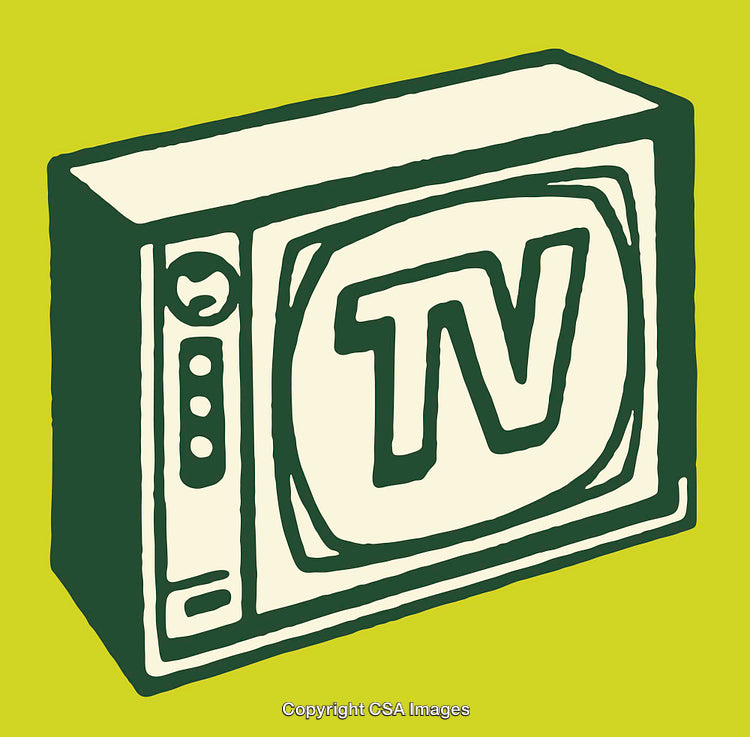 Vintage Television Illustration in Retro Green and Yellow Design