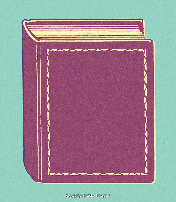Vintage Style Illustration of a Closed Book with Stitched Cover Design