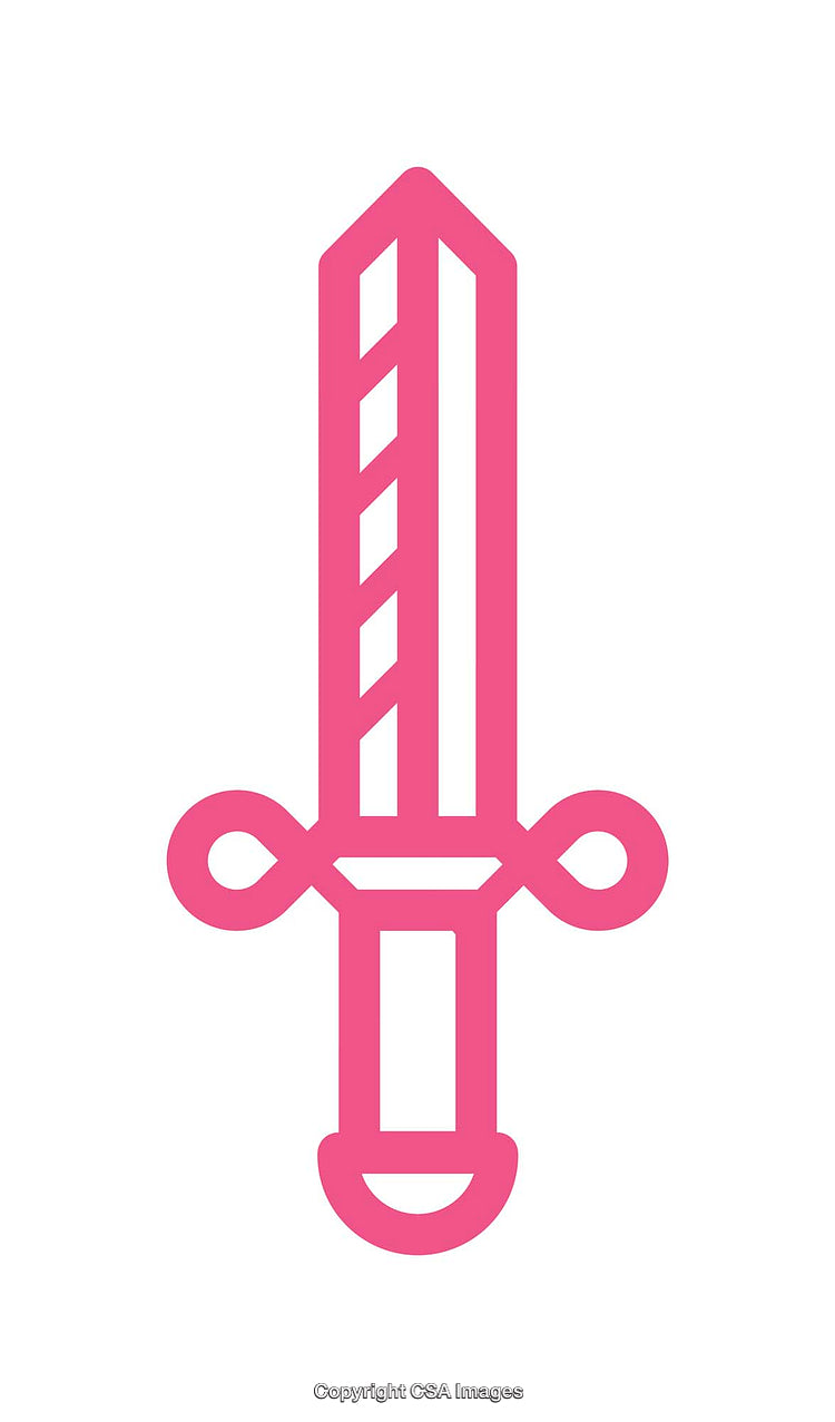 Minimalistic Pink Sword Icon Design on White Background