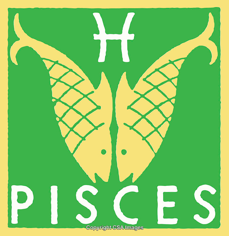 Colorful Pisces Zodiac Symbol Featuring Artistic Line Art Design