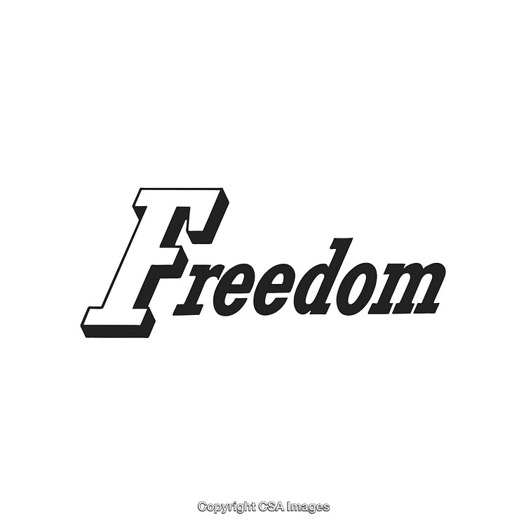 Bold Typography Featuring the Word Freedom in Black on White Background