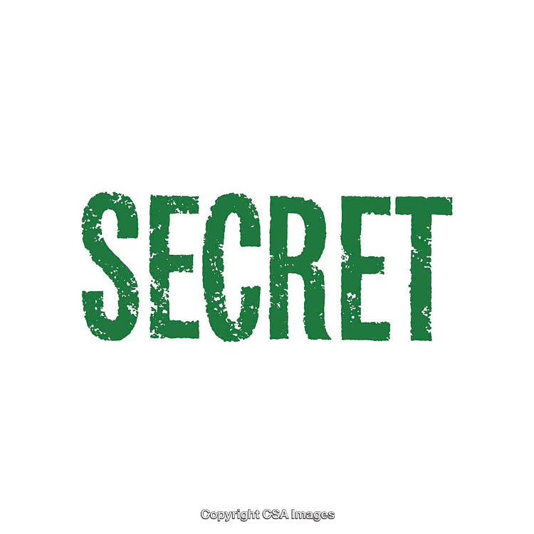 Textured Green 'Secret' Stamp on White Background for Attention Grabber Concepts