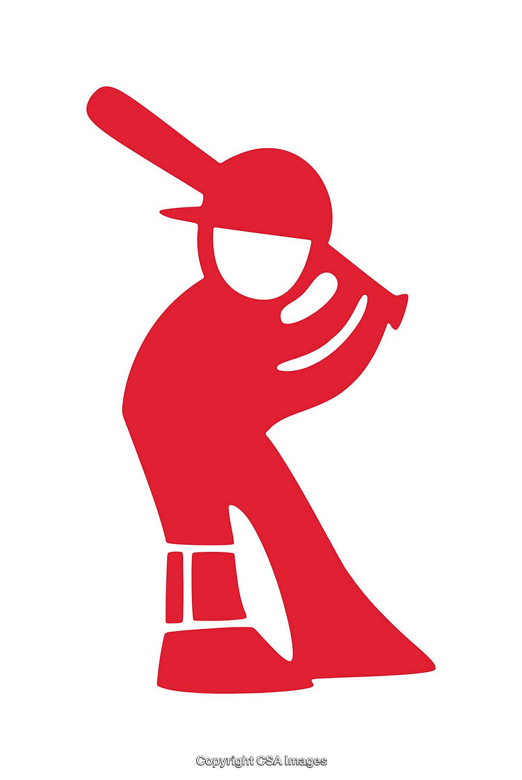 Red Baseball Player Silhouette Icon in a Modern Minimal Design