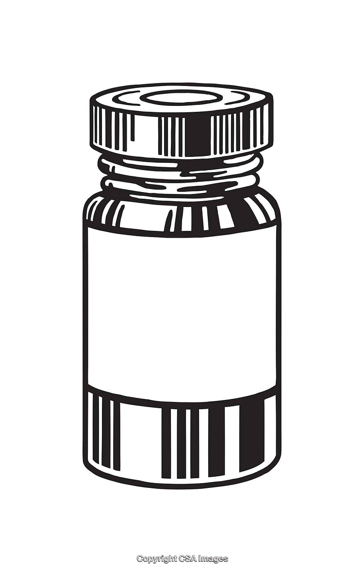 Black and White Line Art Illustration of a Closed Jar Bottle